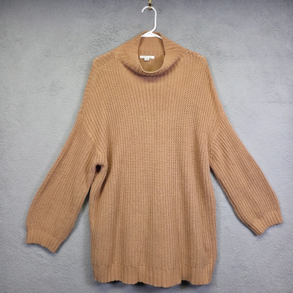 American Eagle Sweater Women M Brown Open Knit Chunky Oversized Baggy Tunic Fall - Picture 2 of 12